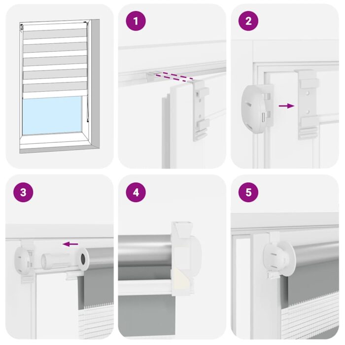 Zebra-Rollo 40,9 x 100 cm, Stoffbreite 36,7 cm, grau – Bild 6