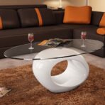 Couchtisch mit Ovaler Glasplatte Hochglanz – Bild 5