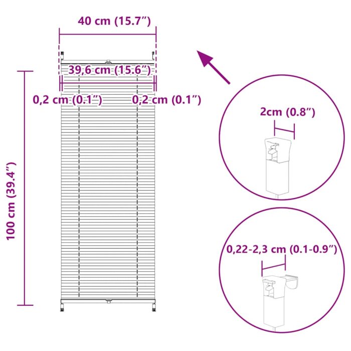 Verdunklungsplissee 40×100 cm Weiss – Bild 10