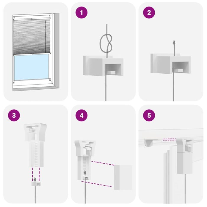 Verdunklungsplissee 40×100 cm Weiss – Bild 5