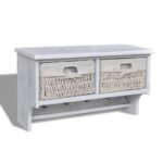 Wandregal Weiss 60x23,5x33 cm Paulownia Holz