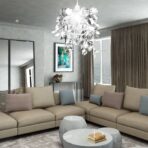 Blätter Pailletten Anhänger Kronlampe Silbern – Bild 8