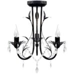 Decknlampe Art Novau mit Kristallperlen 3 x E14