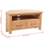 TV-Schrank mit Schublade 88x42x46 cm Massivholz Eiche - Braun, 1 – Bild 7