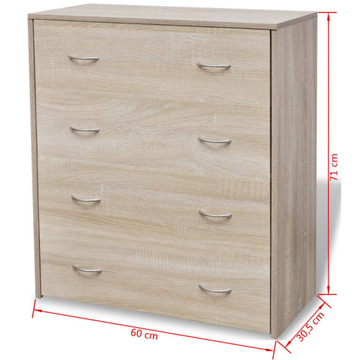 Kommode mit 4 Schubladen 60×30,5×71 cm Eichenbraun – Bild 6
