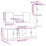 7-tlg. Badmöbel-Set Schwarz Holzwerkstoff – Bild 8