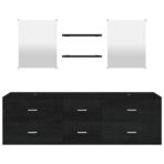 5-tlg. Badmöbel-Set Schwarz Holzwerkstoff – Bild 4