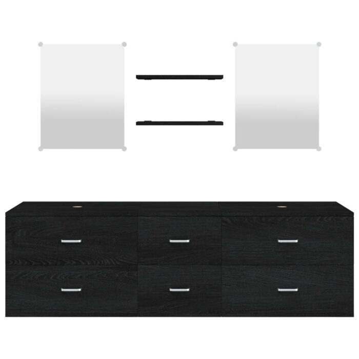 5-tlg. Badmöbel-Set Schwarz Holzwerkstoff – Bild 4