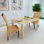 Esszimmerstühle 2 Stk. Abaca und Mango Massivholz – Bild 3