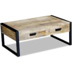 Couchtisch mit 2 Schubladen Massivholz Mango 100x60x40 cm – Bild 3
