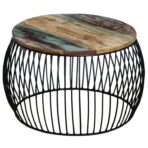 Couchtisch Rund Altholz Massiv 68x37 cm