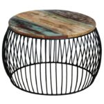 Couchtisch Rund Altholz Massiv 68x37 cm