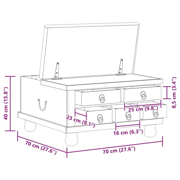 Couchtisch Altholz 70x70x38 cm – Bild 12