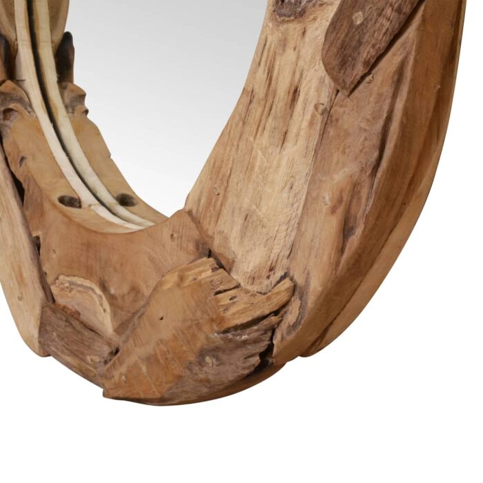 Dekorativer Spiegel Teak 60 cm Rund – Bild 7
