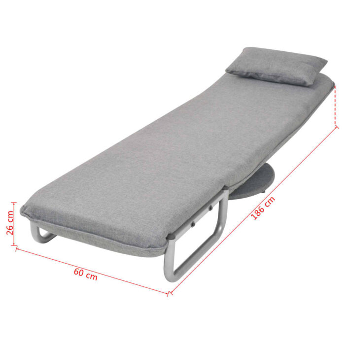 Drehstuhl und Schlafsofa Hellgrau Stoff – Bild 13