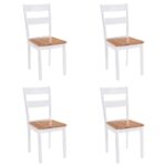 Esszimmerstühle 4 Stk. Weiss Massivholz Gummibaum