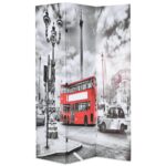 Raumteiler klappbar 120 x 170 cm London Bus Schwarz-Weiss