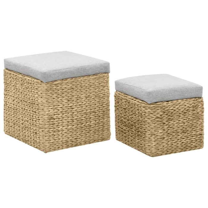 Ottoman-Set 2 Stk. Seegras Grau – Bild 2