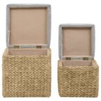 Ottoman-Set 2 Stk. Seegras Grau – Bild 5