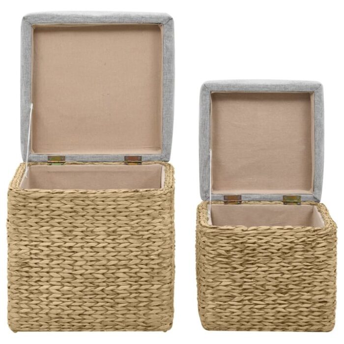 Ottoman-Set 2 Stk. Seegras Grau – Bild 5