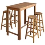Bartisch und Hocker-Set 5-tlg. Akazienholz Massiv