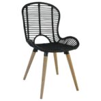 Esszimmerstühle 2 Stk. Schwarz Natur Rattan – Bild 3