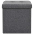 Hocker mit Stauraum 2 Stk. Dunkelgrau Leinenoptik – Bild 4