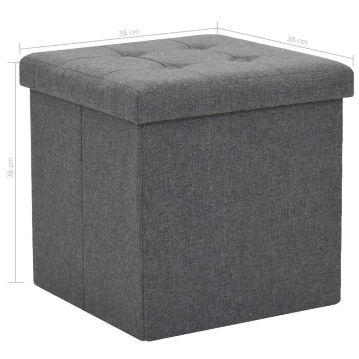 Hocker mit Stauraum 2 Stk. Dunkelgrau Leinenoptik – Bild 8