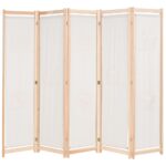 5-teiliger Raumteiler Creme 200 x 170 x 4 cm Stoff