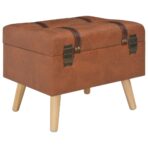 Hocker mit Stauraum 40 cm Hellbraun Kunstleder – Bild 2
