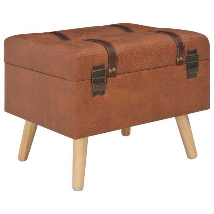 Hocker mit Stauraum 40 cm Hellbraun Kunstleder – Bild 2