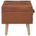 Hocker mit Stauraum 40 cm Hellbraun Kunstleder – Bild 4