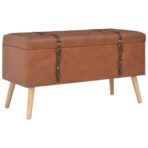 Hocker mit Stauraum 3 Stk. Braun Kunstleder – Bild 4