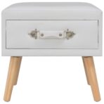 Nachttisch Weiss 40x35x40 Kunstleder – Bild 4