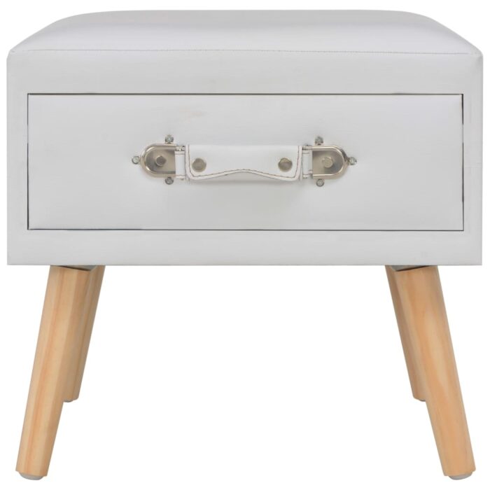 Nachttisch Weiss 40x35x40 Kunstleder – Bild 4