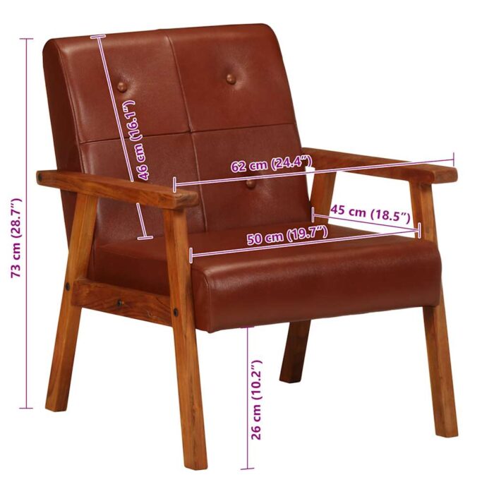 Sessel Braun Echtleder – Bild 9