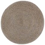 Handgefertigter Sitzpuff Hellgrau 45 x 30 cm Jute – Bild 2