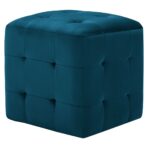 Nachttische 2 Stk. Blau 30×30×30 cm Samtstoff – Bild 2