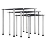 Satztische 3 Stk. Schwarz Hartglas