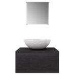 4-tlg. Badmöbel-Set mit Waschbecken und Wasserhahn Schwarz – Bild 4