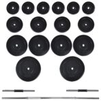 Hantelbank mit Ablage, Langhantel und Kurzhantel-Set 120 kg – Bild 11