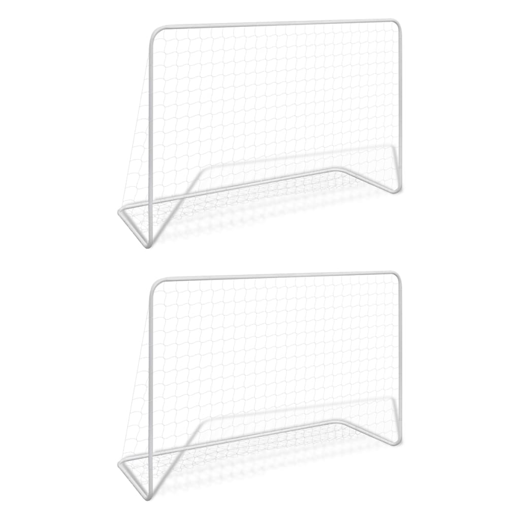 276047_1.jpg Fussballtore 2 Stk. mit Netzen 182×61×122 cm Stahl Weiss – Bild 1