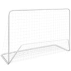 Fussballtore 2 Stk. mit Netzen 182×61×122 cm Stahl Weiss – Bild 2
