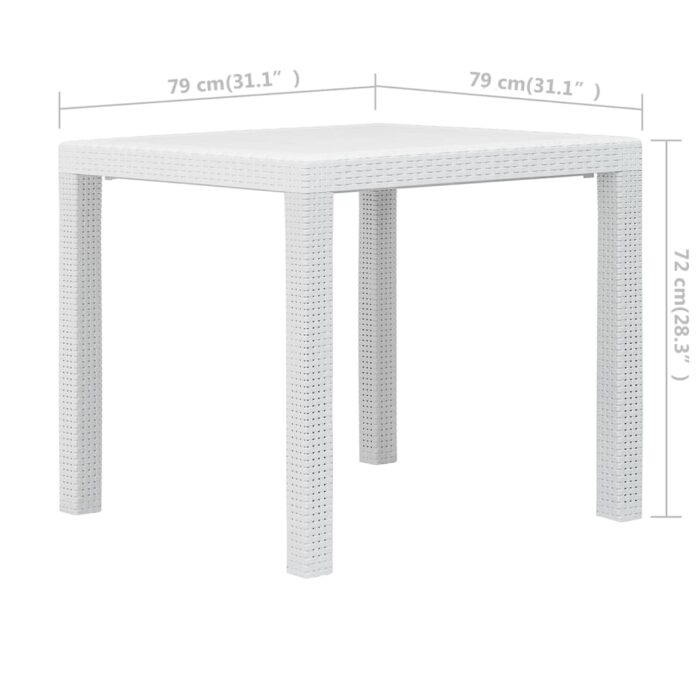 3-tlg. Bistro-Set Kunststoff Weiss Rattan-Optik – Bild 11