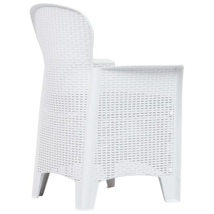 3-tlg. Bistro-Set Kunststoff Weiss Rattan-Optik – Bild 2
