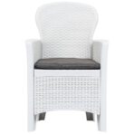 3-tlg. Bistro-Set Kunststoff Weiss Rattan-Optik – Bild 3