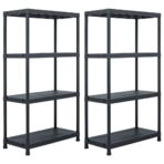 Lagerregale 2 Stk. Schwarz 60 x 30 x 138 cm Kunststoff