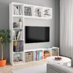 3-tlg. Bücher-/TV-Schrank Set Weiss 180×30×180 cm