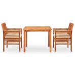 3-tlg. Garten-Essgruppe mit Auflagen Massivholz Akazie – Bild 2