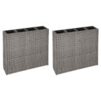 Garten-Hochbeet mit 4 Töpfen 2 Stk. Poly Rattan – Bild 2
